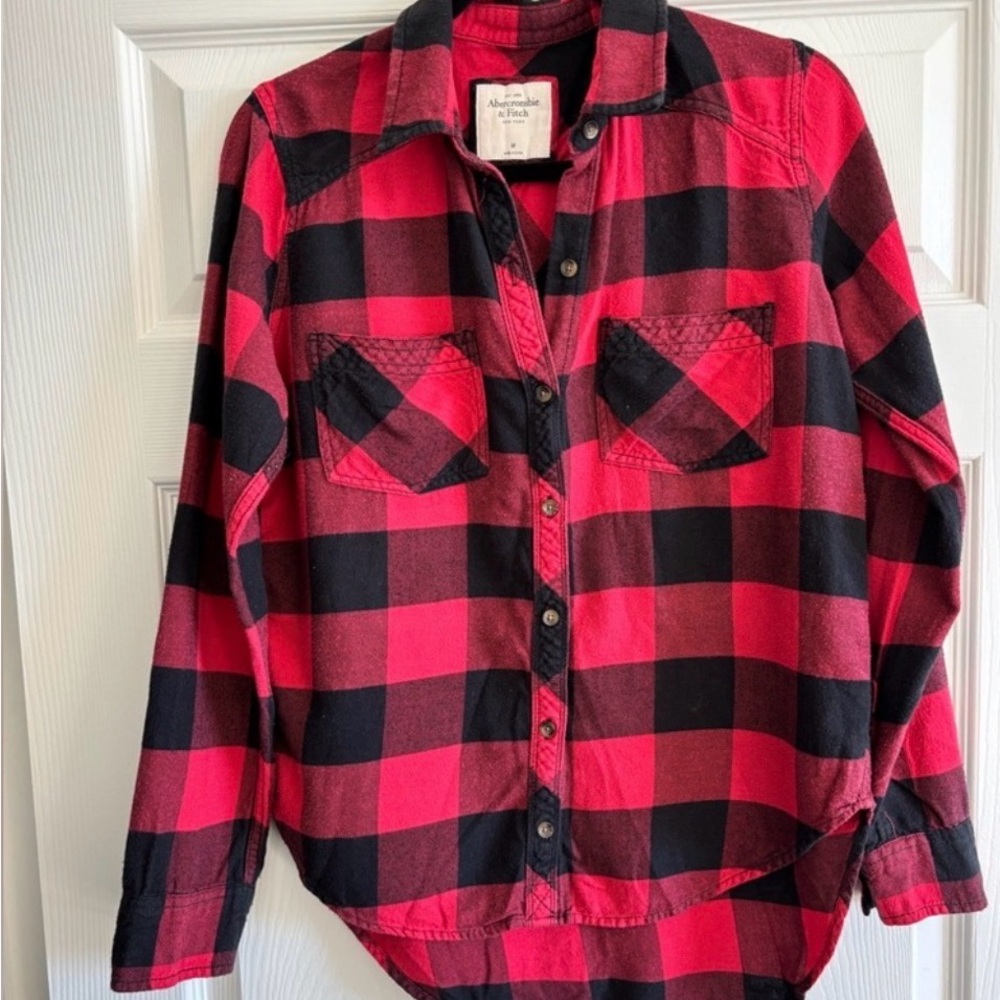 Abercrombie & Fitch Red and Black Checkered Shirt